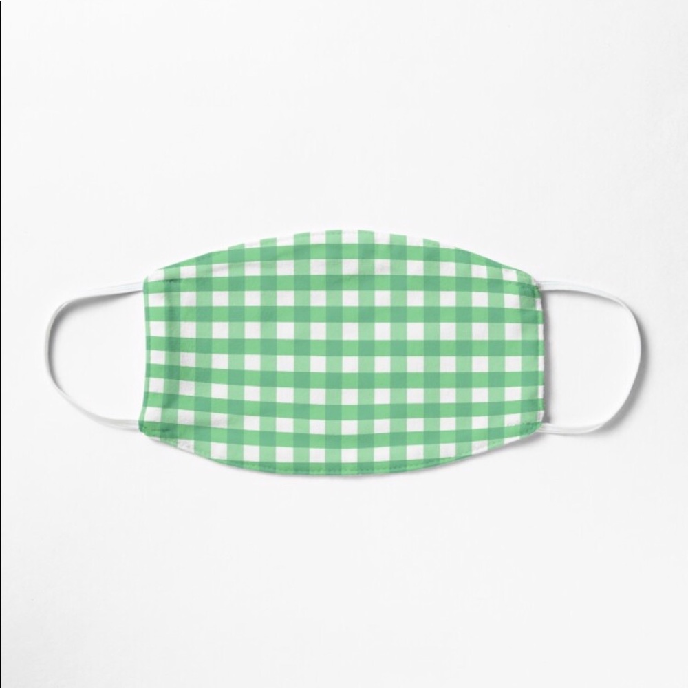 Green Plaid Gingham Face Mask